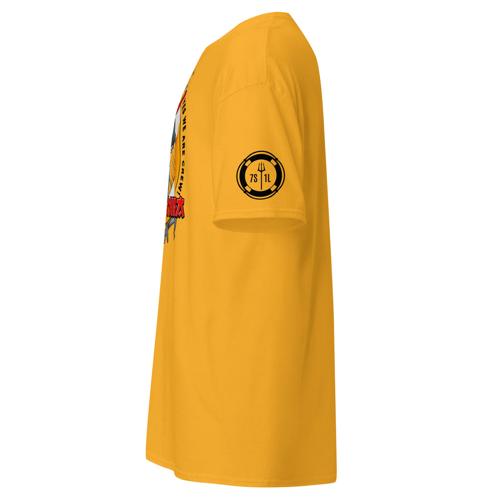 Maritime T-shirt with Galley Department “Galley Ninja” design, representing ship cooks and galley crew preparing meals to support crew morale on board.