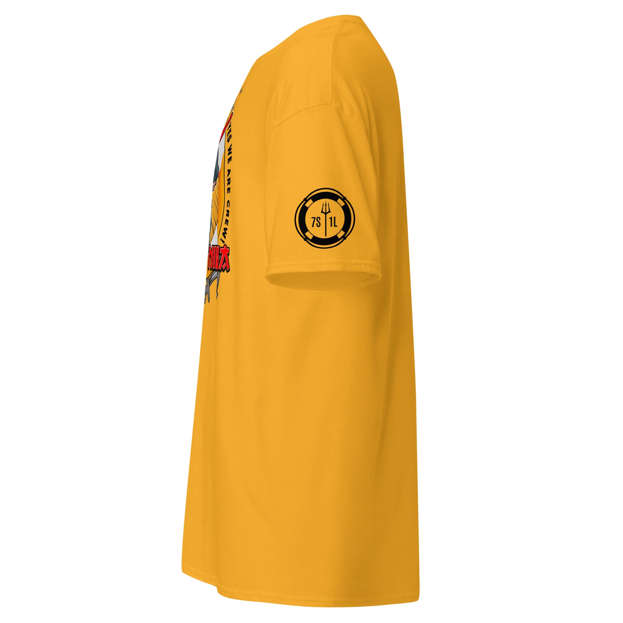 Maritime T-shirt with Galley Department “Galley Ninja” design, representing ship cooks and galley crew preparing meals to support crew morale on board.