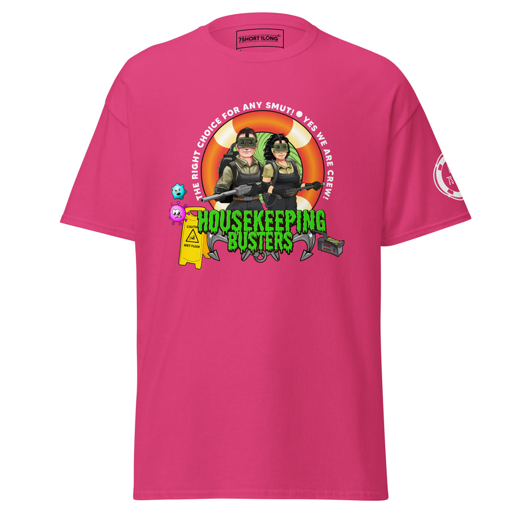 Maritime T-shirt with Housekeeping Department design, representing cruise ship housekeeping crew and onboard hotel operations.