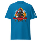Maritime T-shirt with Fire Assessment Team design, representing onboard emergency response and ship fire brigade entering fire zones during emergencies.