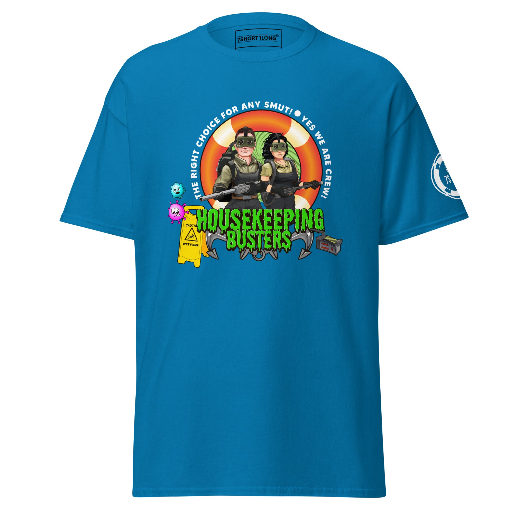 Maritime T-shirt with Housekeeping Department design, representing cruise ship housekeeping crew and onboard hotel operations.