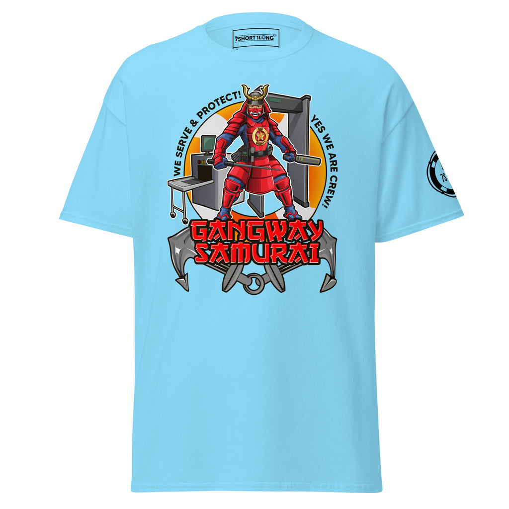 Maritime T-shirt with ShipSecurity design, representing security roleson onboard a ship including SSO, deputy security officer, security, and guards.