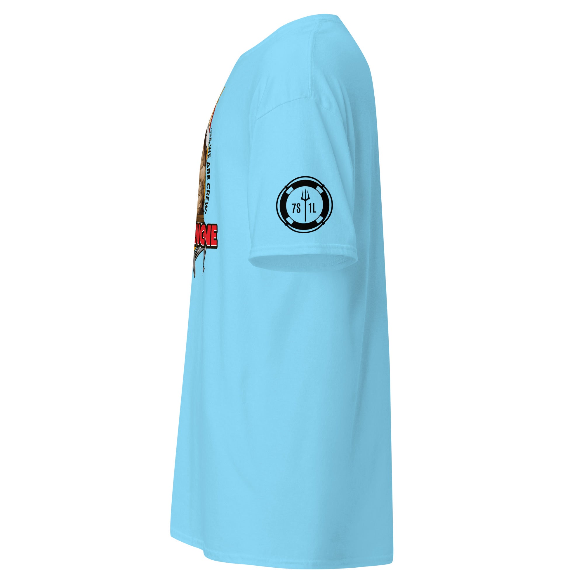 Maritime T-shirt with “Deck Vs Engine” design, symbolizing rivalry and cooperation between deck and engine departments on a ship.