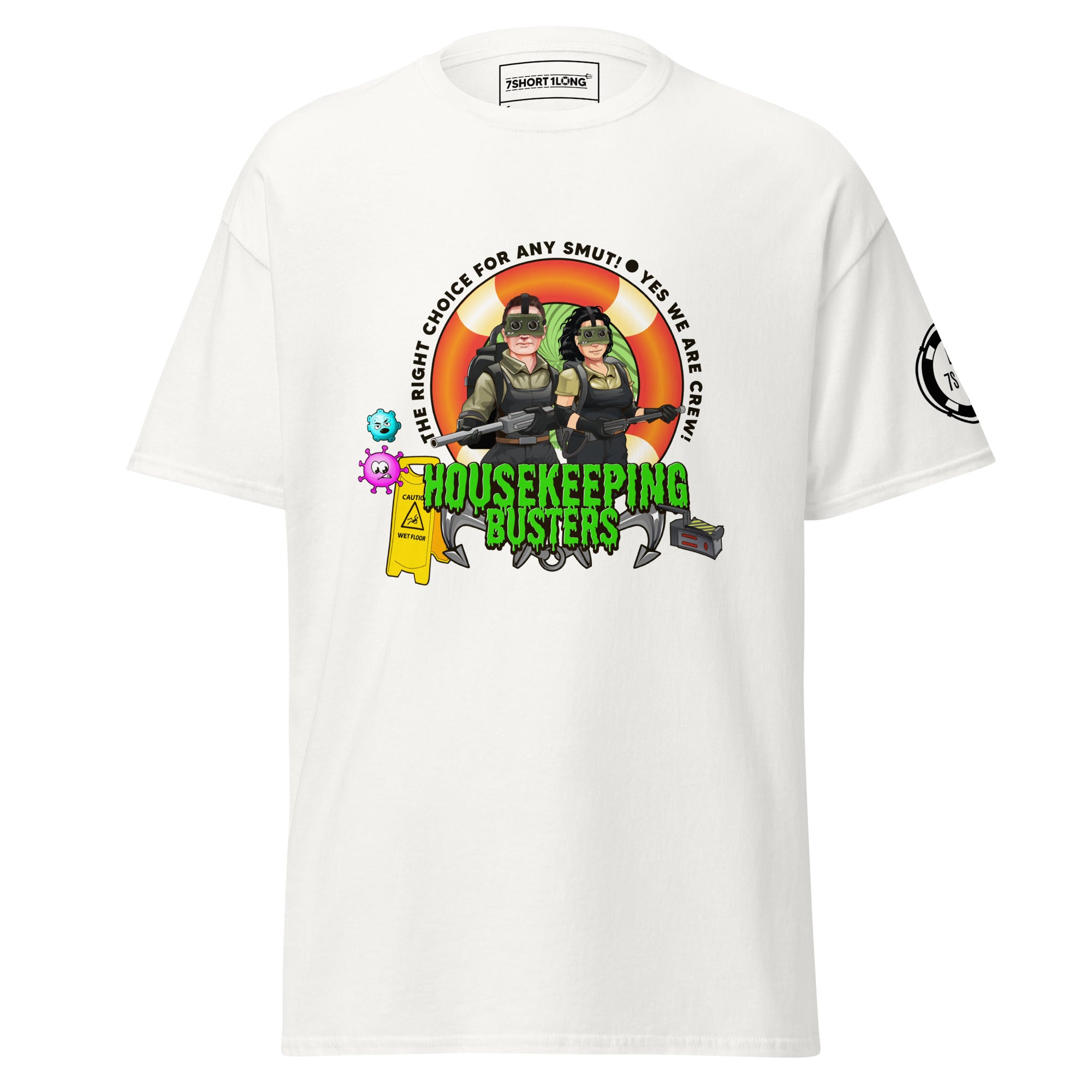 Maritime T-shirt with Housekeeping Department design, representing cruise ship housekeeping crew and onboard hotel operations. Main image