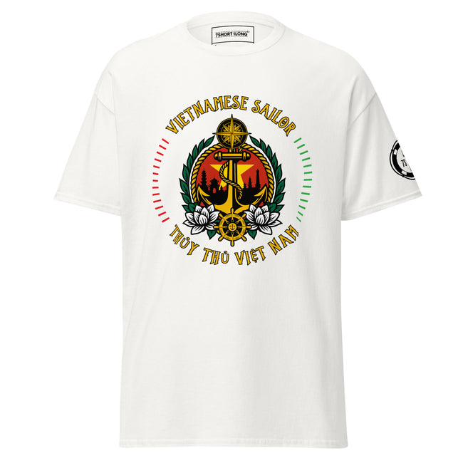 Maritime design featuring an anchor and compass with Vietnamese symbolism and the text “Vietnam Sailor,” representing seafarer pride and professional crew identity. Hover Image