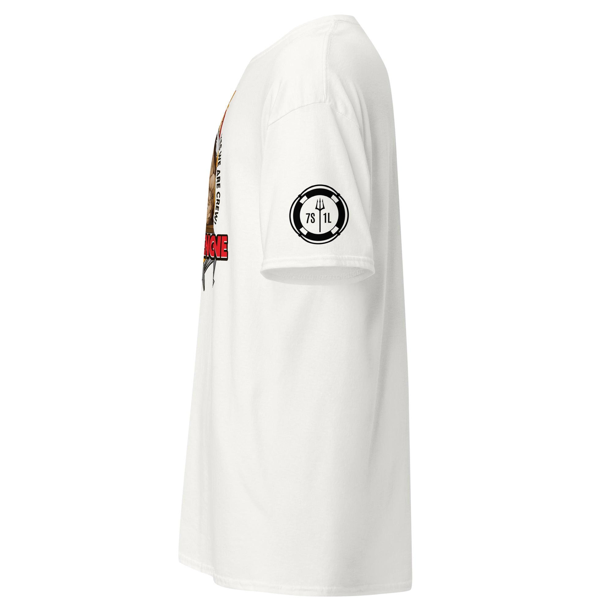 Maritime T-shirt with “Deck Vs Engine” design, symbolizing rivalry and cooperation between deck and engine departments on a ship.